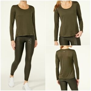 NWOT Marika Army Green Lightweight Long Sleeve Jersey Athleisure Top